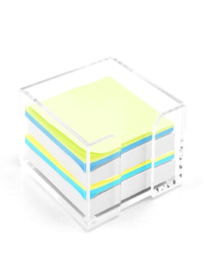 QWLWBU Acrylic Sticky Note Holder,3 x 3 Crystal Clear Acrylic Notepad Holder,Acrylic Sticky Note Dispenser Sticky Notepad Holder for Dorm Room and Office Desk Organizer - Image 1