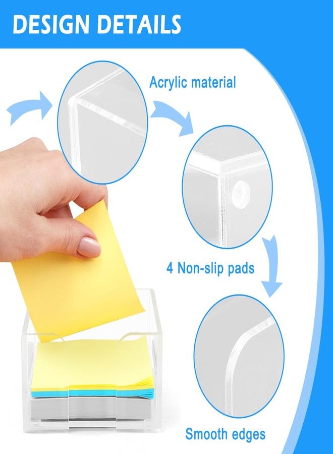 QWLWBU Acrylic Sticky Note Holder,3 x 3 Crystal Clear Acrylic Notepad Holder,Acrylic Sticky Note Dispenser Sticky Notepad Holder for Dorm Room and Office Desk Organizer - Image 3