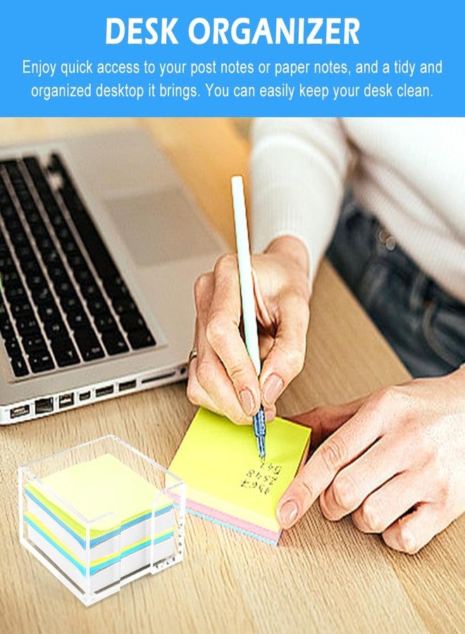 QWLWBU Acrylic Sticky Note Holder,3 x 3 Crystal Clear Acrylic Notepad Holder,Acrylic Sticky Note Dispenser Sticky Notepad Holder for Dorm Room and Office Desk Organizer - Image 4