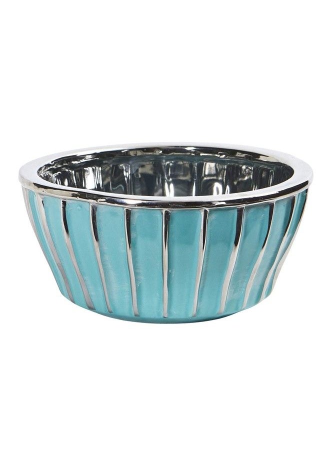 Nearly Natural - 7.25In. Teal Vase With Silver Burnishing - Image 1