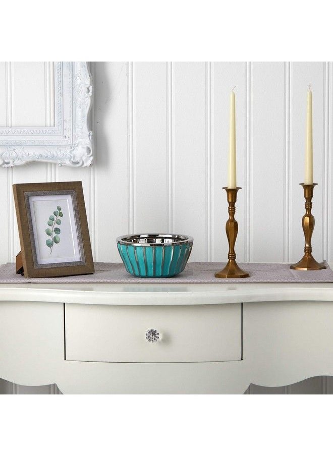 Nearly Natural - 7.25In. Teal Vase With Silver Burnishing - Image 1