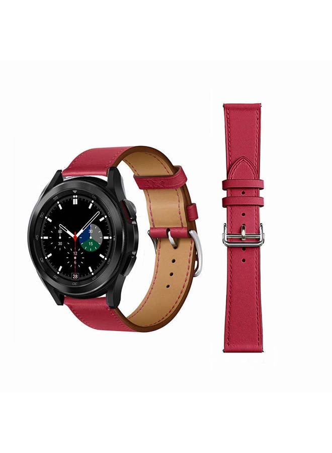 بيرفيي سوار بديل من الجلد الطبيعي لساعة سامسونج جالاكسي 4 مقاس 42/46 مم أحمر - Image 1