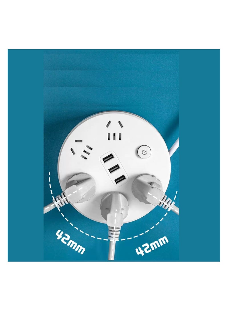 أمم سلك تمديد كهربائي دائري عالمي للمنزل والمكتب والسفر (أبيض دائري) - Image 3