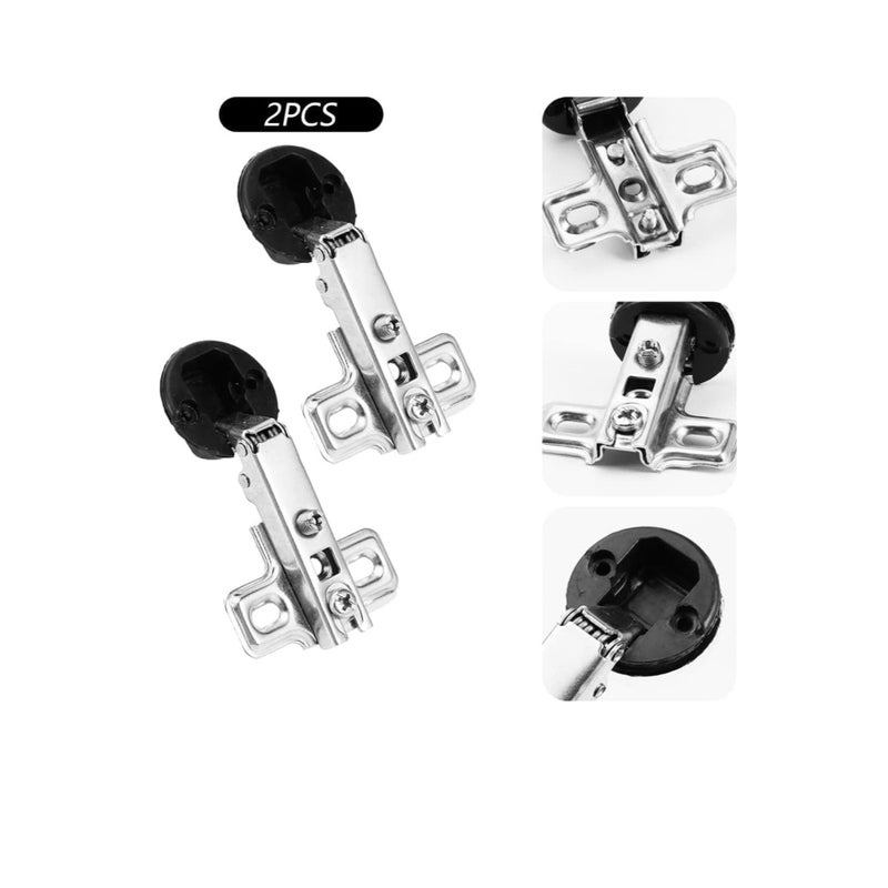 Barakah Glass Door Hinges, 2 Pcs Cabinet Door Hinges Solf Close Hinge Invisible Furniture Hinges, Straight Arm Hinges Match with 26mm Cup Screws(2Pcs Glass Door Hinge) - Image 2
