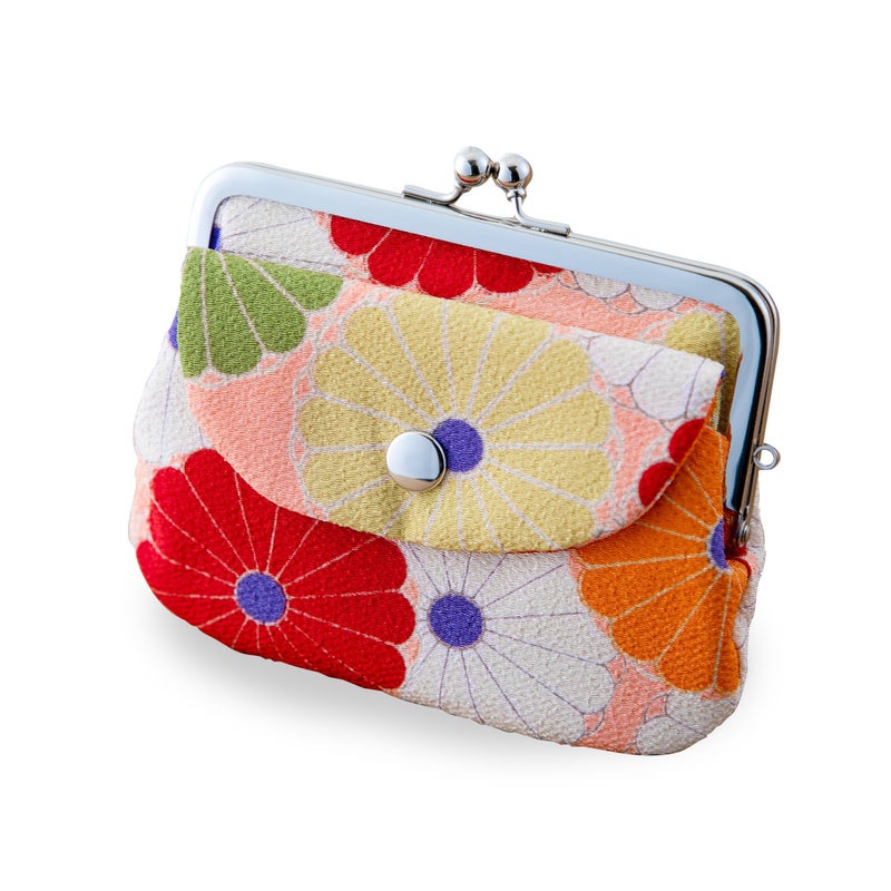 noren Vintage Floral Kiss Lock Coin Change Wallet Purses (KIKKA Chrysanthemum - Pink) / Made in Japan Pouch for Women - Image 1