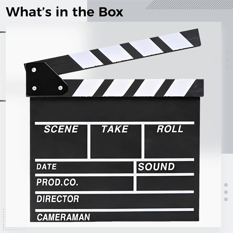 11.8 in Movie Clapperboard, Wooden Clapper Board, Black English Version Clapboard, Photo Props for Filming, Decoration, Movie Party Decor - Image 5
