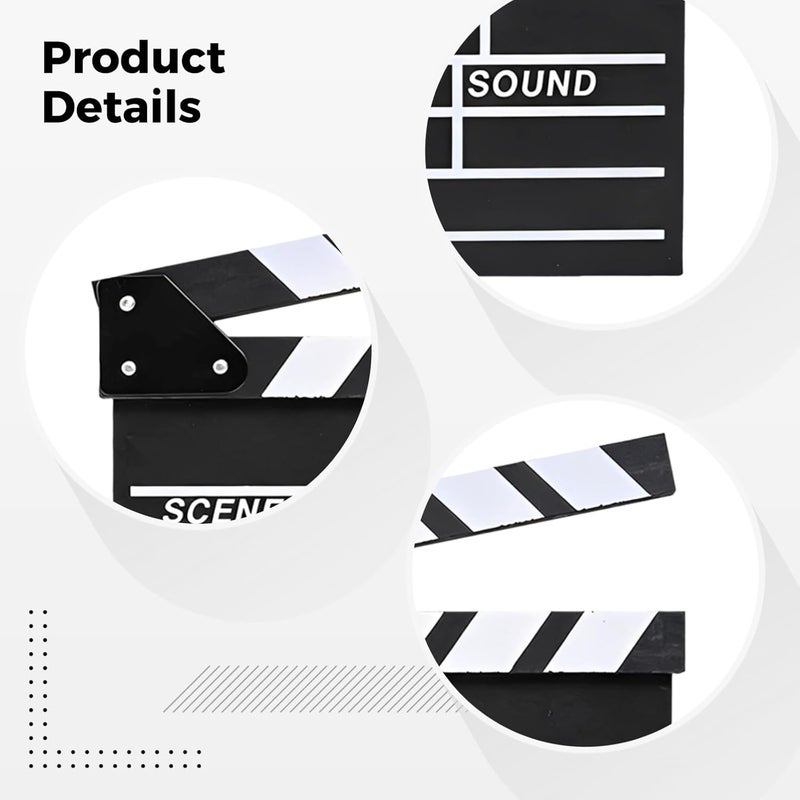 11.8 in Movie Clapperboard, Wooden Clapper Board, Black English Version Clapboard, Photo Props for Filming, Decoration, Movie Party Decor - Image 4