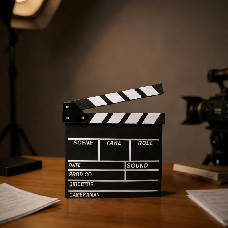 11.8 in Movie Clapperboard, Wooden Clapper Board, Black English Version Clapboard, Photo Props for Filming, Decoration, Movie Party Decor - Image 3