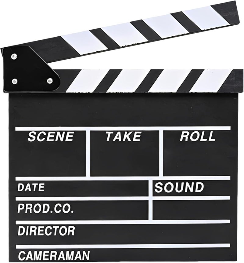 11.8 in Movie Clapperboard, Wooden Clapper Board, Black English Version Clapboard, Photo Props for Filming, Decoration, Movie Party Decor - Image 1