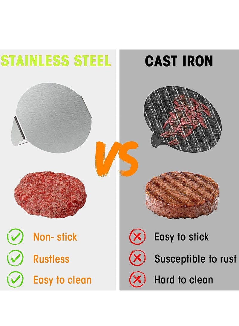 Altheqa Stainless Steel Burger Press, 14cm Round Smash Burger Press, Professional Griddle Accessories Kit for Flat Top Grill, Hamburger Patty Maker and Squeeze Grease, Easy to Clean  - Image 4
