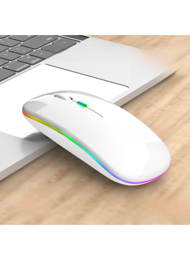 Generic Wireless Optical Mouse 1600dpi High Resolution Usb Interface For Laptop Desktop Computer-Color:Luminous Version 2.4g + Bluetooth Dual-mode White  - Image 1