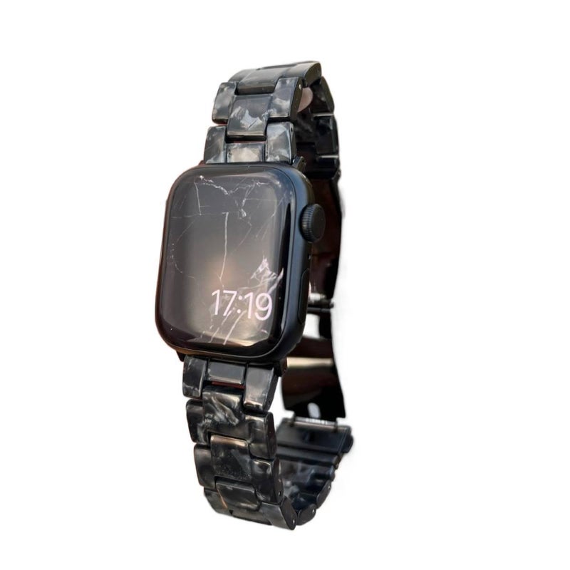 LL Black Resin Bracelet Strap Smartwatch Band Compatible with Apple Watch with Adjustable Fit Replacement Strap for Daily Wear - Image 4