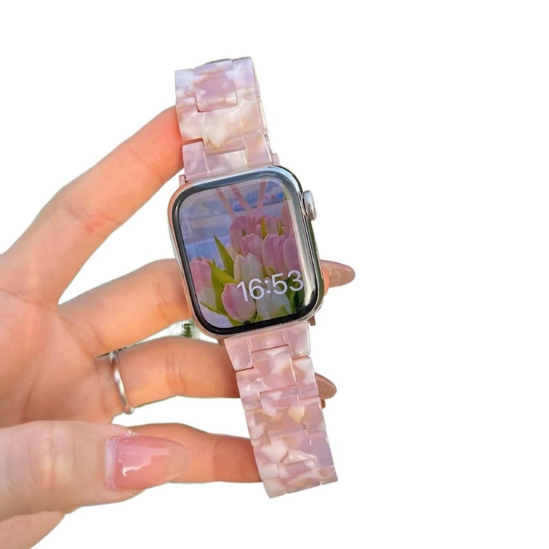 LL Black Resin Bracelet Strap Smartwatch Band Compatible with Apple Watch with Adjustable Fit Replacement Strap for Daily Wear - Image 3