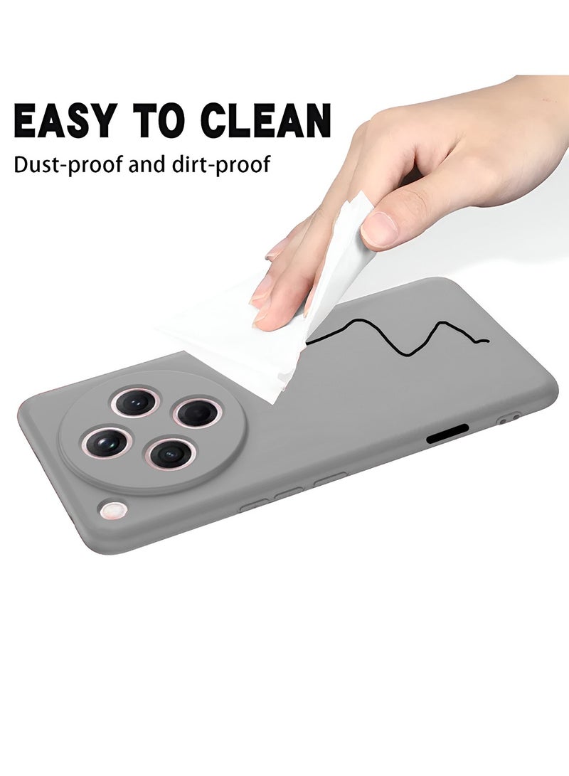 دبليو تيك غطاء جراب سيليكون سائل ناعم ممتاز من Oppo Find X8 Pro 5G 2024 - رمادي - Image 5