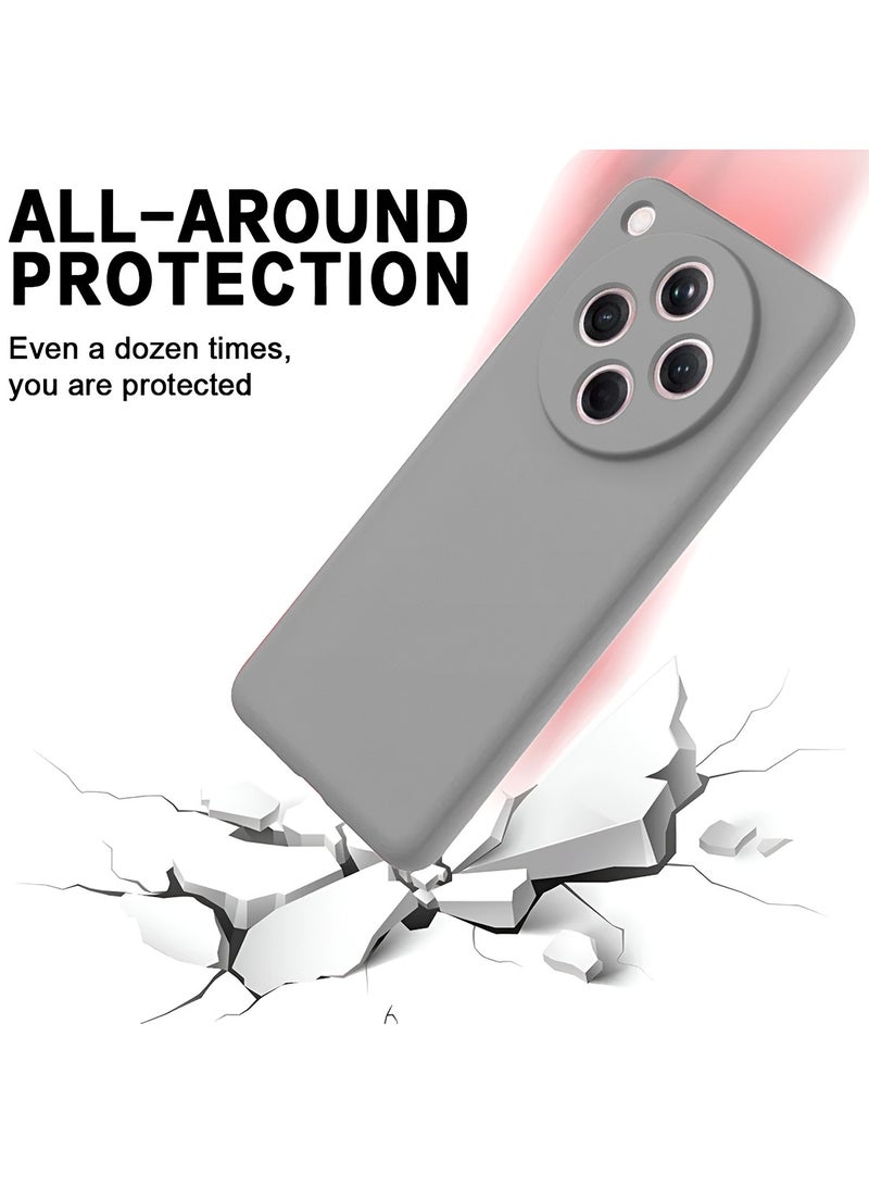 دبليو تيك غطاء جراب سيليكون سائل ناعم ممتاز من Oppo Find X8 Pro 5G 2024 - رمادي - Image 4