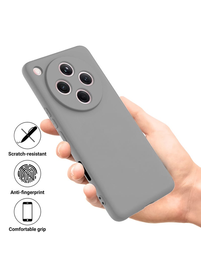 دبليو تيك غطاء جراب سيليكون سائل ناعم ممتاز من Oppo Find X8 Pro 5G 2024 - رمادي - Image 2