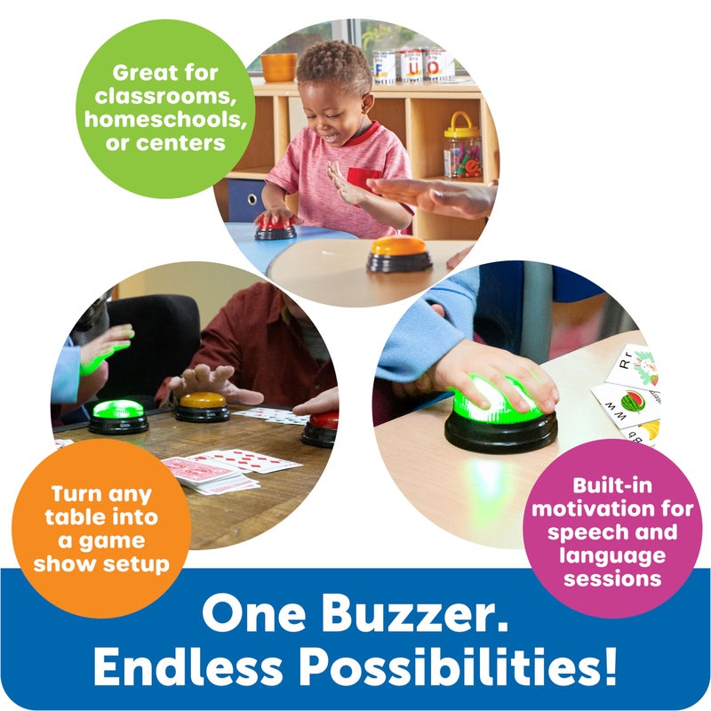 Learning Resources Lights and Sounds Buzzers - Classroom Must Haves Supplies, Kids Toys, Sound Effect Button, Family Game Shows For Trivia, Participation Tools Boys and Girls Birthday Gifts - Image 3