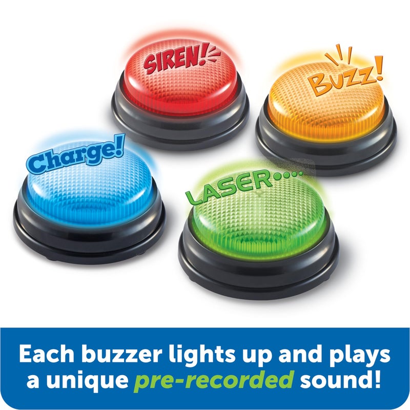 Learning Resources Lights and Sounds Buzzers - Classroom Must Haves Supplies, Kids Toys, Sound Effect Button, Family Game Shows For Trivia, Participation Tools Boys and Girls Birthday Gifts - Image 2