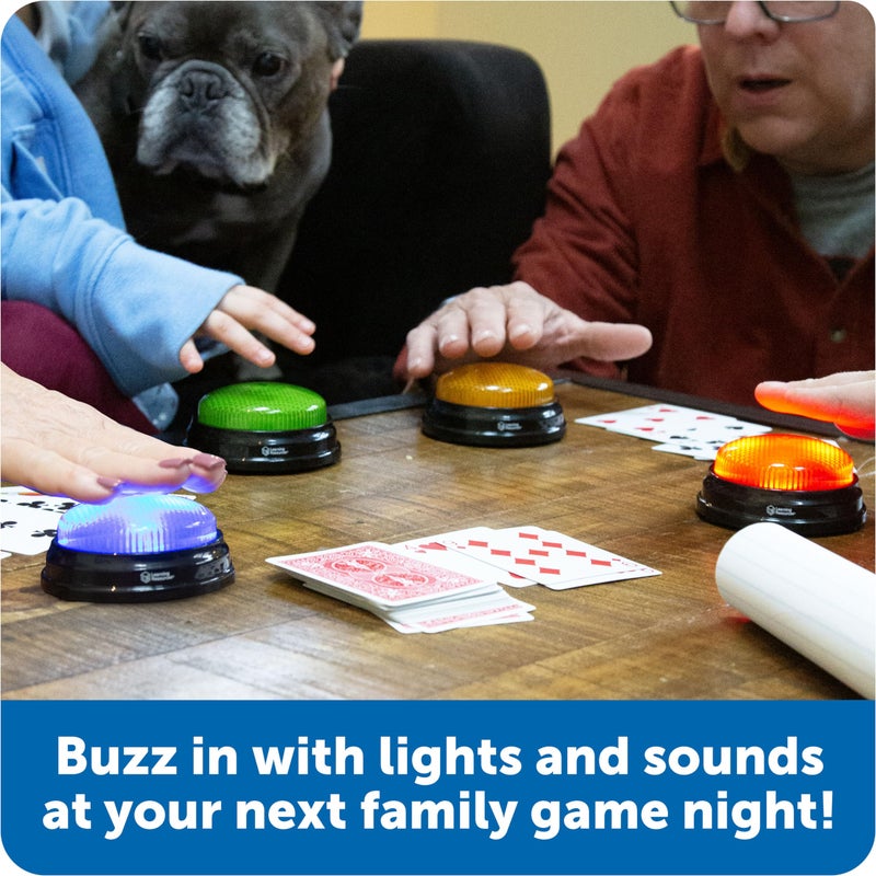 Learning Resources Lights and Sounds Buzzers - Classroom Must Haves Supplies, Kids Toys, Sound Effect Button, Family Game Shows For Trivia, Participation Tools Boys and Girls Birthday Gifts - Image 4