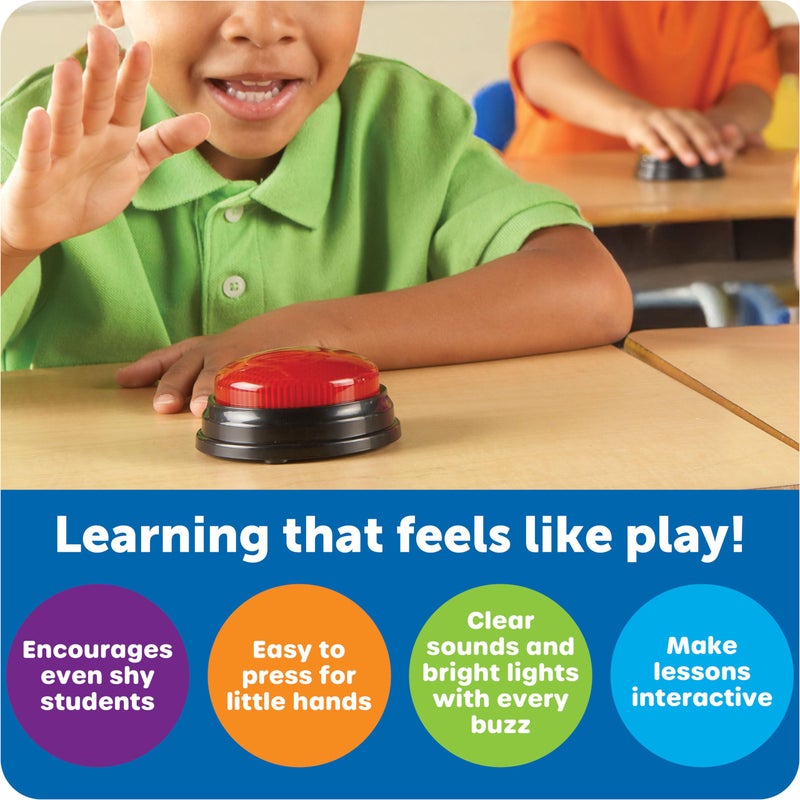 Learning Resources Lights and Sounds Buzzers - Classroom Must Haves Supplies, Kids Toys, Sound Effect Button, Family Game Shows For Trivia, Participation Tools Boys and Girls Birthday Gifts - Image 5