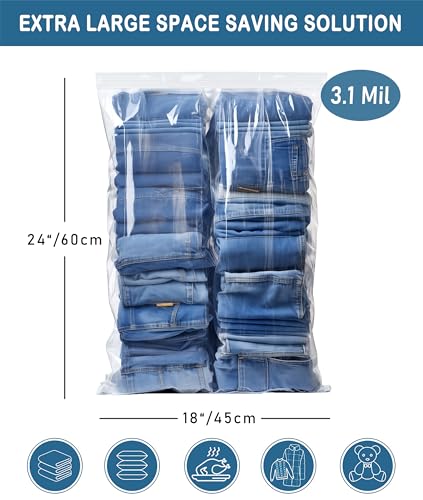 Damaisely 10 Heavy Duty Storage Bags with Zipper Top, 3.1-mil Thick, Extra Large 5 Gallon Bag 18" x 24", Resealable Plastic Bag, Jumbo Freezer Bags for Food, Clothes, Travel, Moving - Image 2