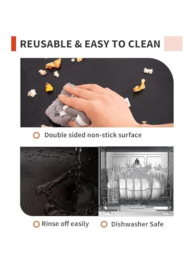 3 Pack Oven Liners for Bottom of Oven, 17x25 Large Heavy Duty Non-Stick Reusable Oven Mat for Electric, Gas, Toaster & Convection Ovens - BPA & PFOA Free, Dishwasher Safe, Kitchen Essentials, Black - Image 3