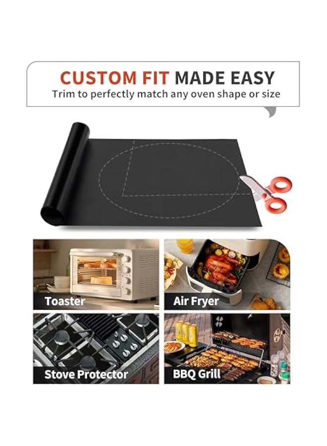 3 Pack Oven Liners for Bottom of Oven, 17x25 Large Heavy Duty Non-Stick Reusable Oven Mat for Electric, Gas, Toaster & Convection Ovens - BPA & PFOA Free, Dishwasher Safe, Kitchen Essentials, Black - Image 4