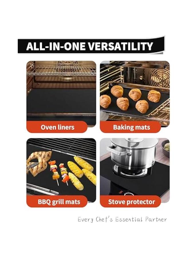 3 Pack Oven Liners for Bottom of Oven, 17x25 Large Heavy Duty Non-Stick Reusable Oven Mat for Electric, Gas, Toaster & Convection Ovens - BPA & PFOA Free, Dishwasher Safe, Kitchen Essentials, Black - Image 5
