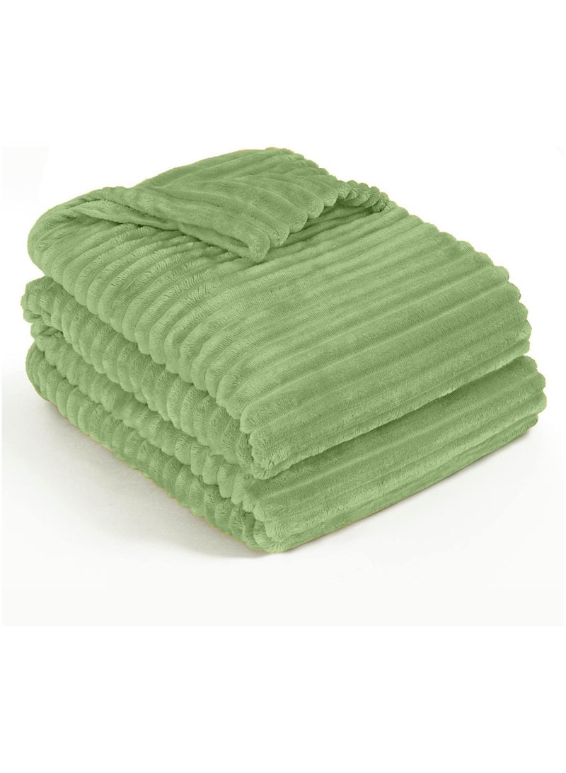 T G H Striped Flannel Fleece Blanket Plush Throw Blanket Super Soft Blanket King Size(220x240) For Bed and Sofas Luxurious Warm and Comfortable - Image 1