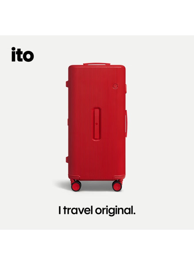 Ito Luggage Pistachio 2 Striped Large Capacity Lightweight Trolley Suitcase, Lucky Red, 26 Inches