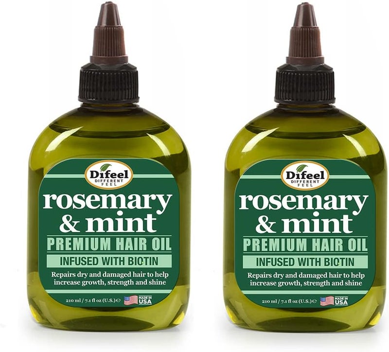difeel Rosemary and Mint Premium Hair Oil with Biotin 7.1 oz. (PACK OF 2) - Made with Natural Mint & Rosemary Oil for Hair Growth - Image 1