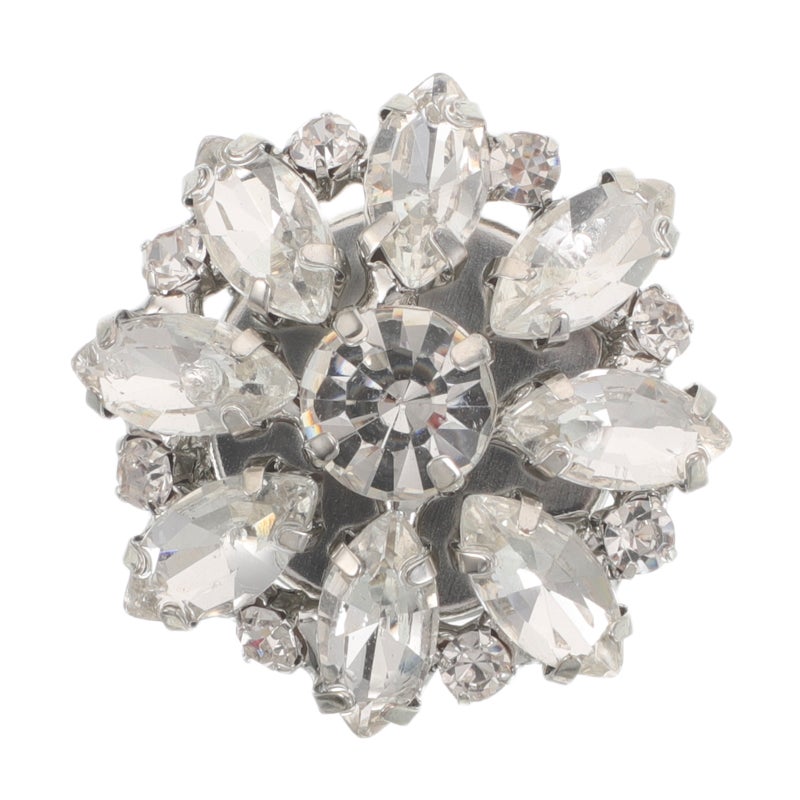Elegant White Rhinestone Button Covers for Shirt Clip on No Sew Business and Formal Accessories - Image 1