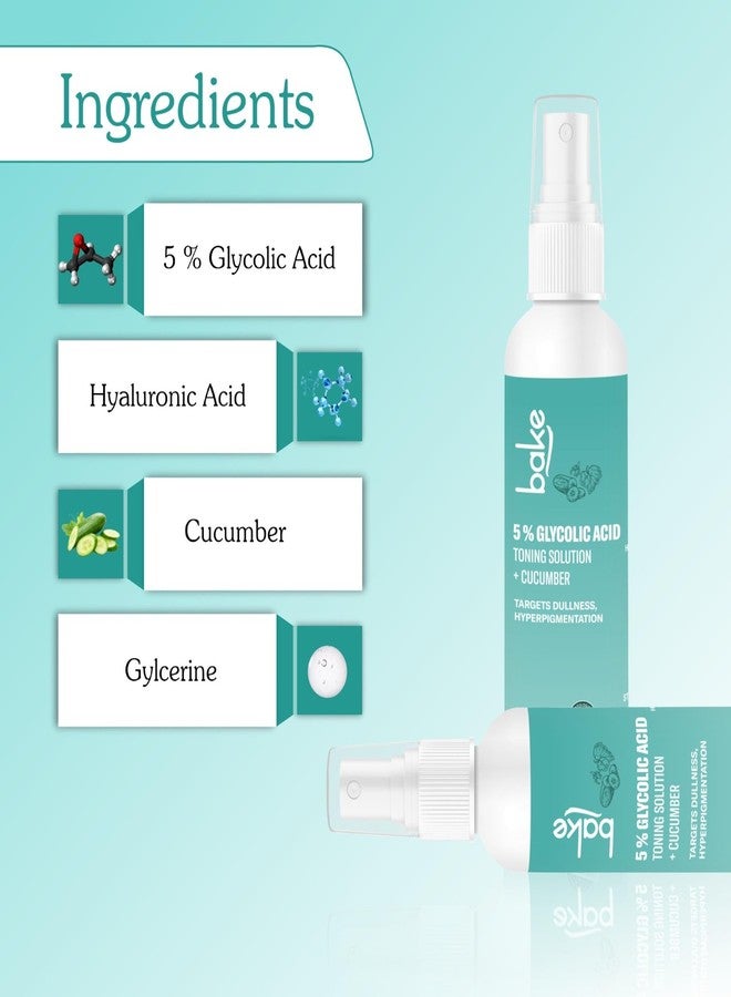BAKE 5% Glycolic Acid Toner with Hyaluronic Acid for Pigmentation, Tan Removal & Pore Tightening | For Combination skin, Oily, Acne Prone skin | Glowing & Brightening Skin | 100ml - Image 3