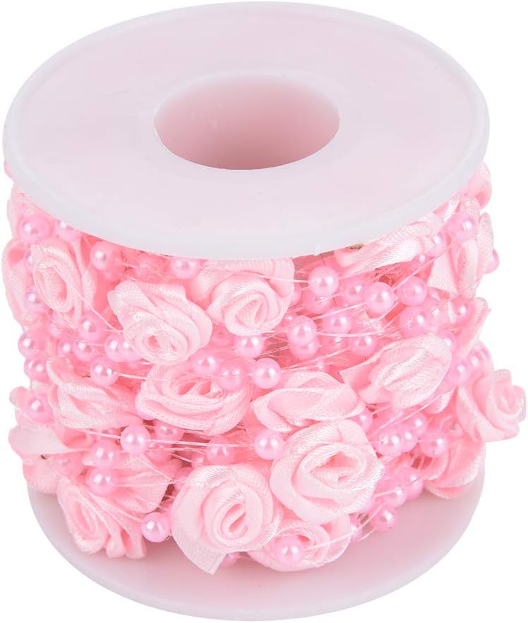 klarako 10m/roll Rose Pearl String Beads Rose Artificial Pearl Wire Beads Pearl Garland for Wedding Party Crafts Decoration() - Image 1