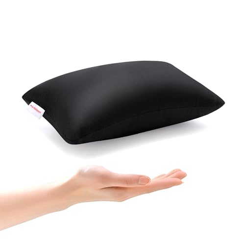 Pro Goleem Small Pillow 11x6x25 for Camping and Traveling with Name Tag Mini Tiny Pillow for Kids Sleeping and Chair Car Air Nap Neck Lumbar Knee Rest Pillows Black