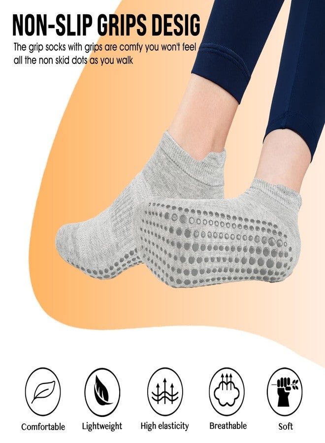Socksy 6 Pairs Moisture Wicking Non Slip Soft Cotton Pilates Slipper Socks with Grips for Women - Supportive Workout Yoga Barre Hospital Barefoot Gym Athletic Grippy No Slip Thin Ankle Ladies Socks - Image 3