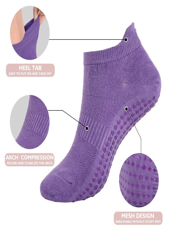 Socksy 6 Pairs Moisture Wicking Non Slip Soft Cotton Pilates Slipper Socks with Grips for Women - Supportive Workout Yoga Barre Hospital Barefoot Gym Athletic Grippy No Slip Thin Ankle Ladies Socks - Image 4