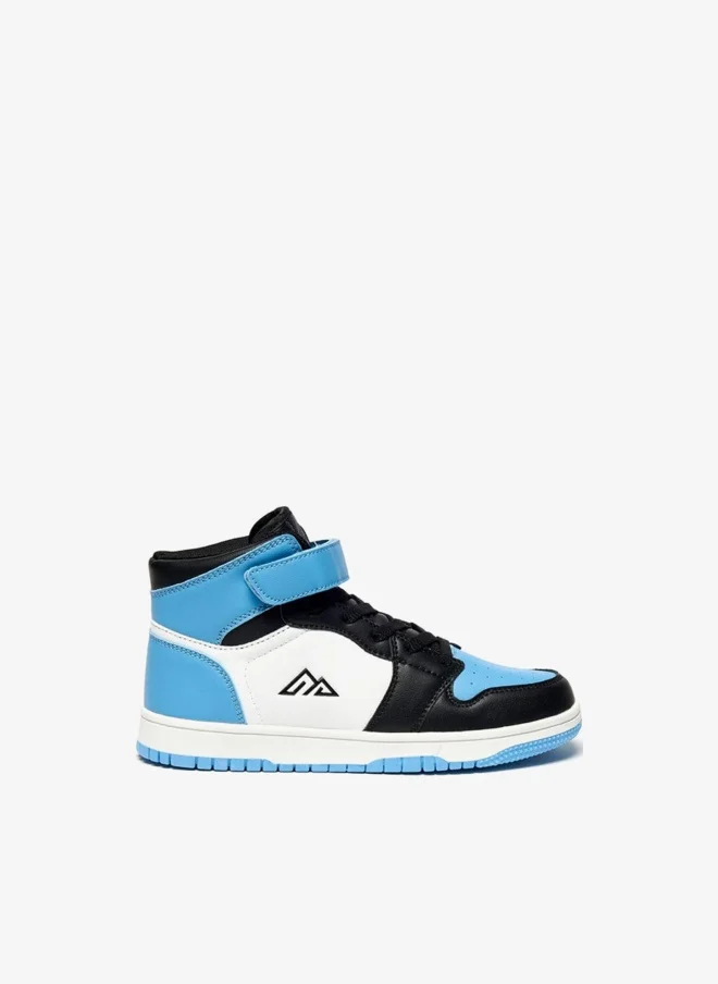 Boys Panelled High-Top Sports Shoes With Hook And Loop Closure