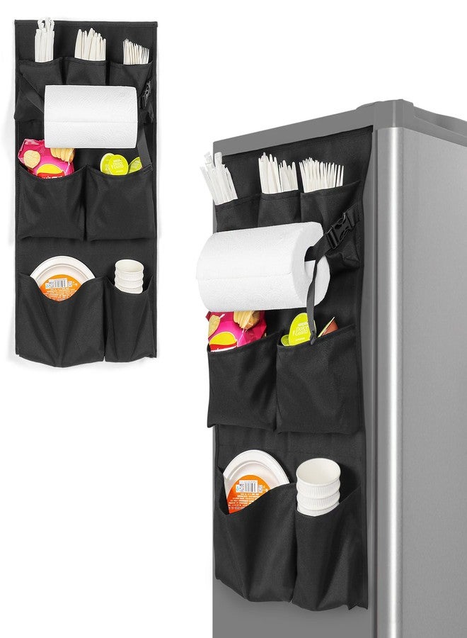 WOMACO Mini Fridge Organizer, Strong Adhesive Dorm Refrigerator Caddy, Heavy Duty College Dorm Fridge Storage Caddy - Apartment, Kitchen and Door Organization (Black, 1 pack) - Image 1