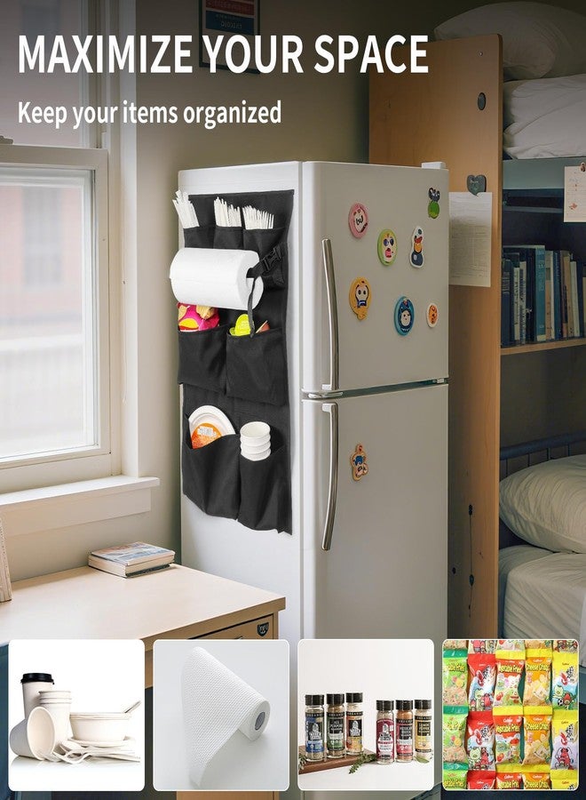 WOMACO Mini Fridge Organizer, Strong Adhesive Dorm Refrigerator Caddy, Heavy Duty College Dorm Fridge Storage Caddy - Apartment, Kitchen and Door Organization (Black, 1 pack) - Image 2