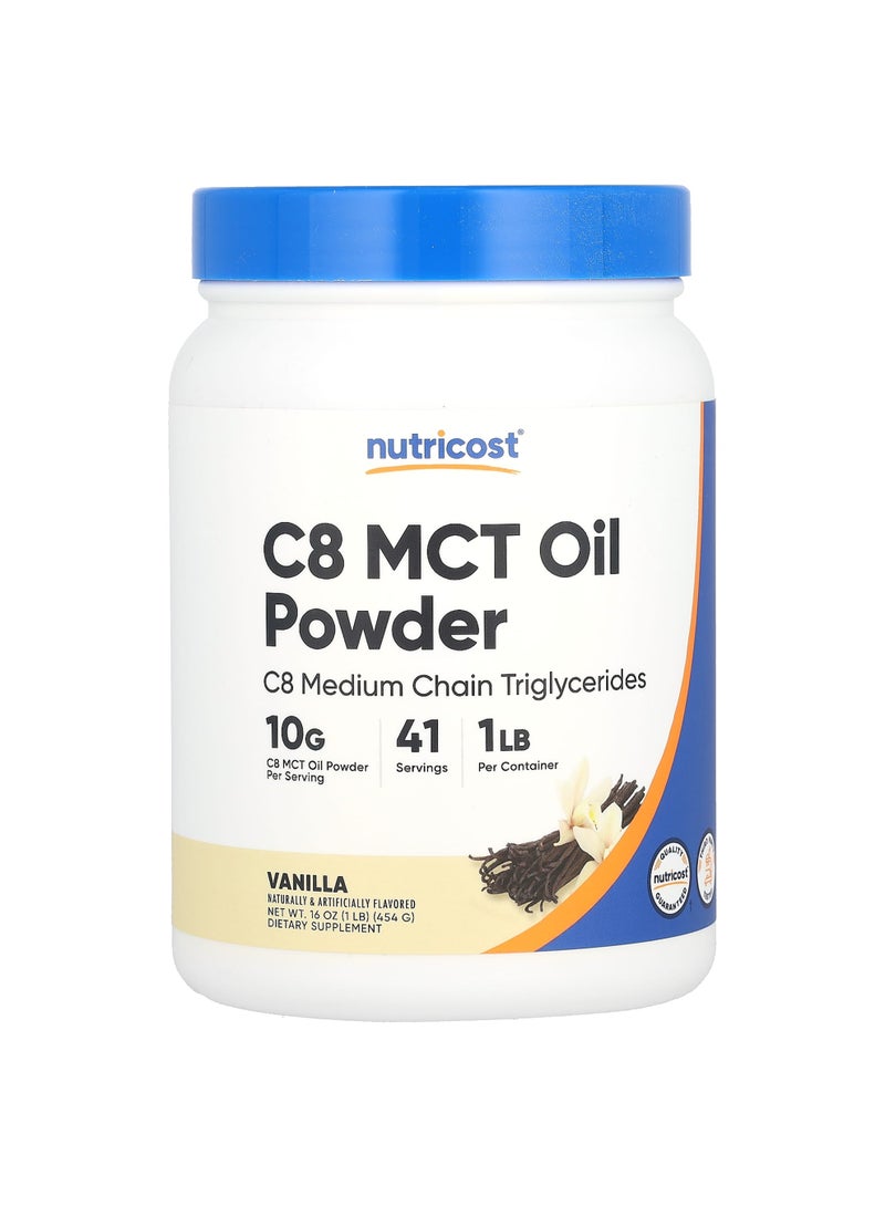 C8 MCT Oil Powder, Vanilla, 1 lb (454 g)