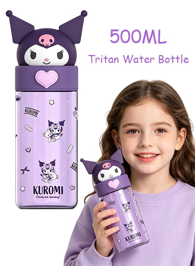 kuromi 500ml Transparent Tritan Water Bottle Kawaii Sanrio  Kuromi Portable Drinking Cup - Image 1