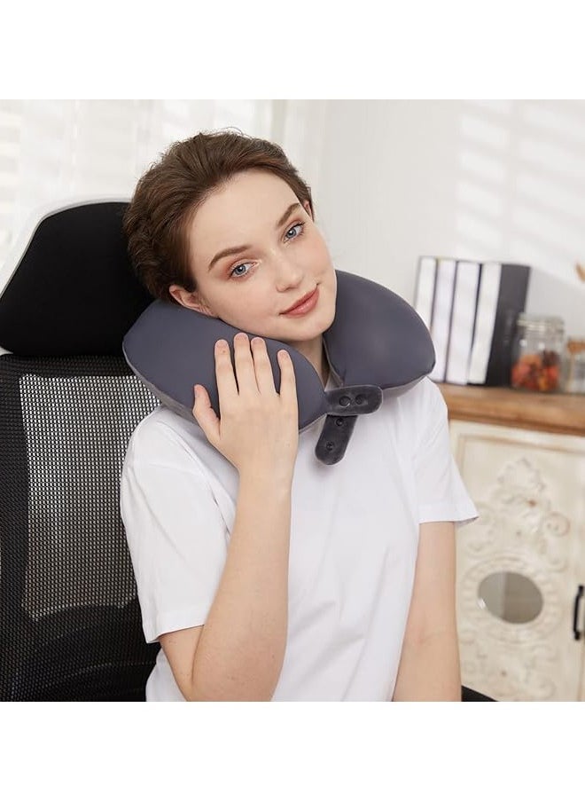 Arabest Travel Neck Pillow, Best Memory Foam Airplane Pillow for Head Support Soft Adjustable Pillow for Plane, Car & Home Recliner Use (Grey)  - Image 4