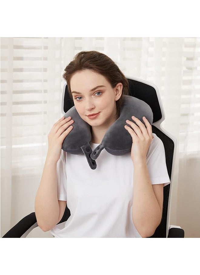 Arabest Travel Neck Pillow, Best Memory Foam Airplane Pillow for Head Support Soft Adjustable Pillow for Plane, Car & Home Recliner Use (Grey)  - Image 5
