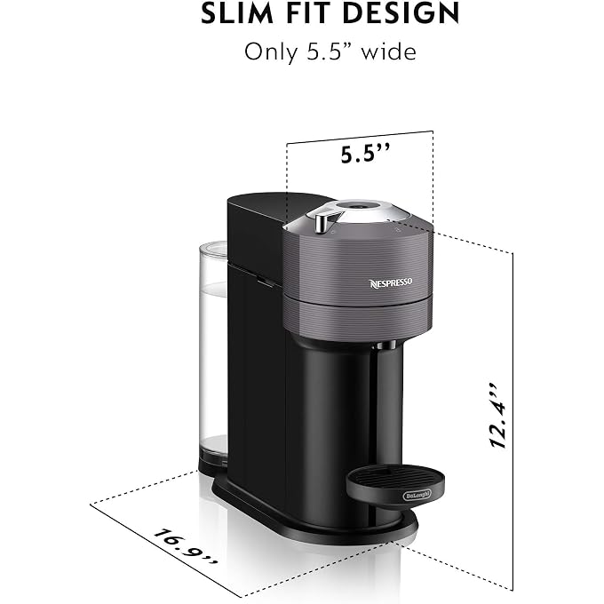 Renewed Nespresso Vertuo Next Coffee and Espresso Machine by De'Longhi, Dark Grey, Compact, One Touch to Brew, Single-Serve Coffee Maker and Espresso Machine (Renewed) - Image 2