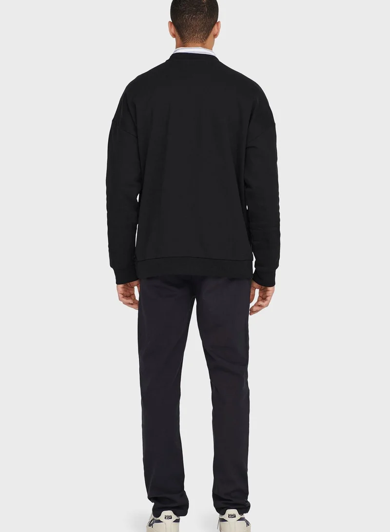 Only & Sons Slogan Relaxed Sweatshirt