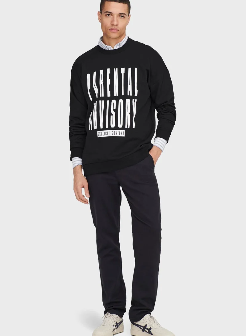 Only & Sons Slogan Relaxed Sweatshirt