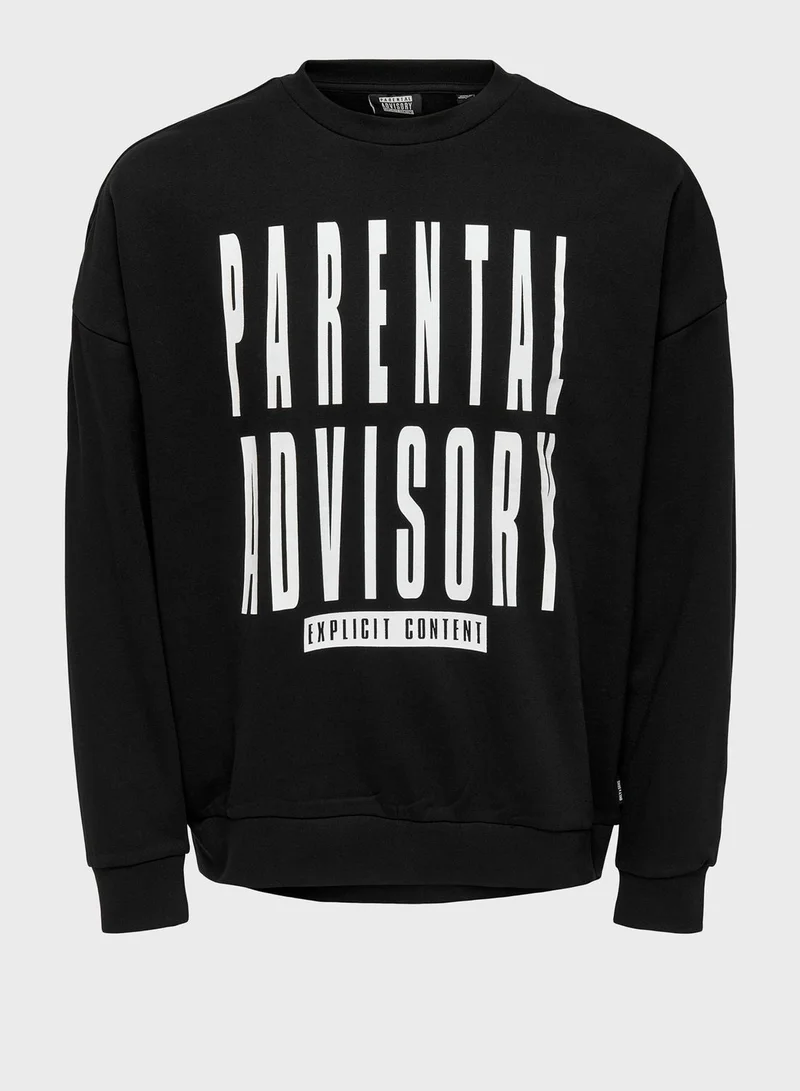 Only & Sons Slogan Relaxed Sweatshirt