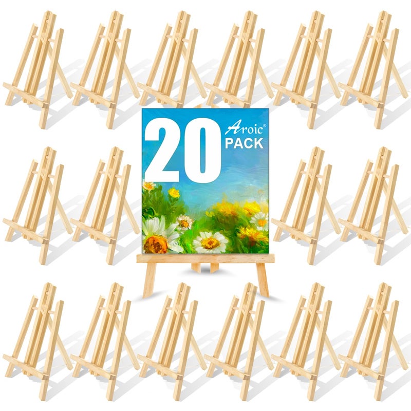 AROIC Wood Easels Easel Stand for Painting Canvases Art and Crafts 118 inch 20 Pack Tripod Painting Party Easel Kids Student Table School Desktop Portable Canvas Photo Picture Sign Holder