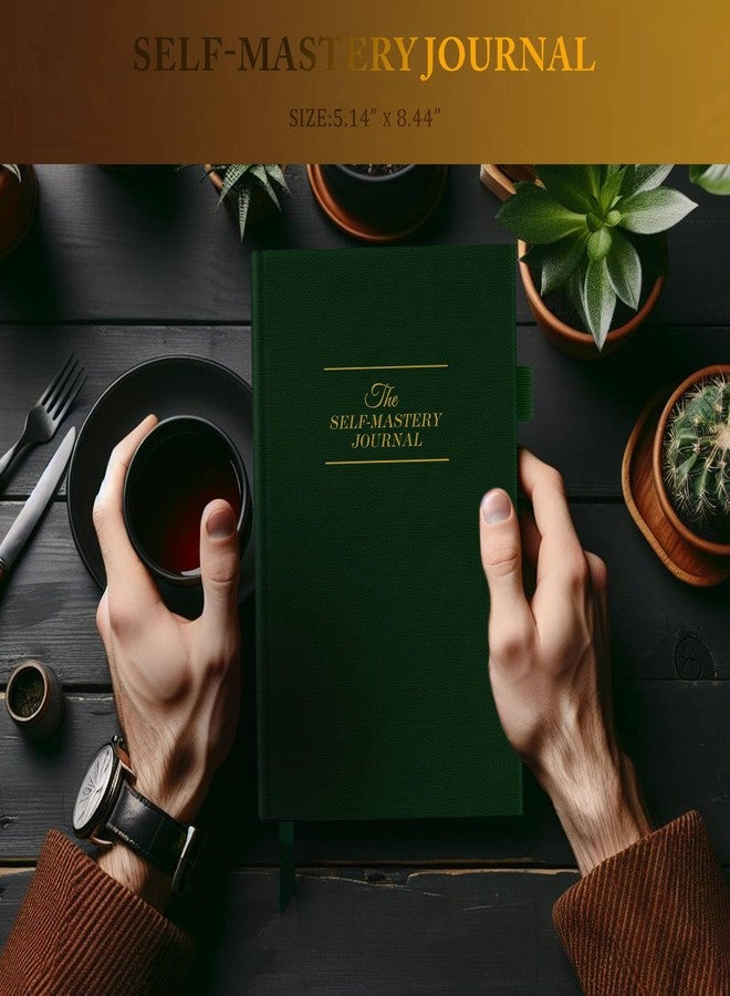 مفكرة إتقان الذات للرجال والنساء - مفكرة امتنان للتأمل اليومي واليقظة الذهنية والرعاية الذاتية - مفكرات موجهة لتحقيق الأهداف - مفكرات أهداف ملهمة مع حامل قلم (أخضر داكن) - Image 3